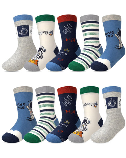 Kyopp 10 Paar Socken Kinder Mädchen und Jungen Klassisch Socken Lustig Cotton Socken Crew Socks Winter/Sommer