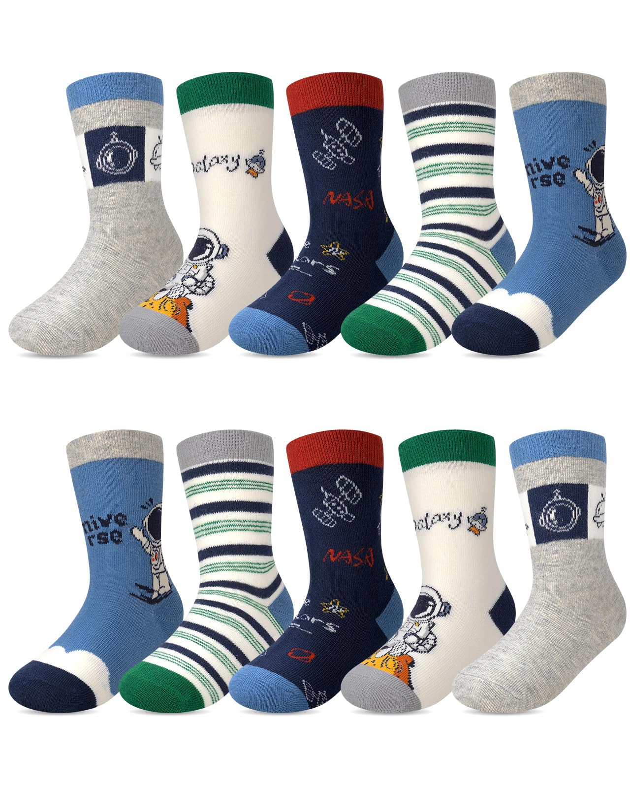 Kyopp 10 Paar Socken Kinder Mädchen und Jungen Klassisch Socken Lustig Cotton Socken Crew Socks Winter/Sommer