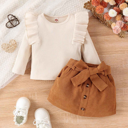Geagodelia Baby Girl Clothing Outfit Baby Clothing Set Long Sleeve Top + Skirt Newborn Soft Baby Set Two Piece