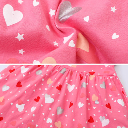 FILOWA Kleider für Mädchen Kinder Einhorn Blumen Stickerei Herz Druck Tier Sommerkleid Cartoon Kinderkleider Embroider Baumwolle Mädchenkleid Lange/Ärmellos Lässige Geburtstag Kinderkleidung,Gr.92-128