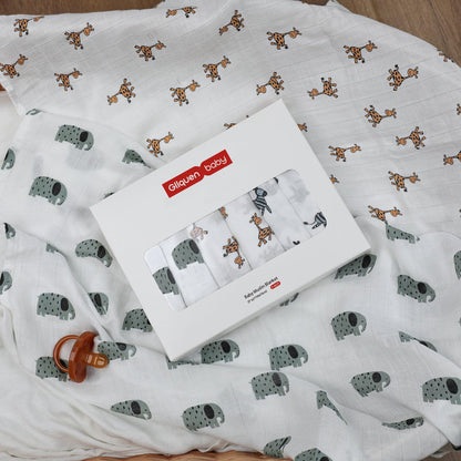 GLLQUEN Musselintücher für Babys, 6 Stück Spucktücher aus Baumwolle 70 cm x 70 cm, saugfähig und atmungsaktiv und ideal zum Reinigen, Abwischen und Abdecken von Neugeborenen