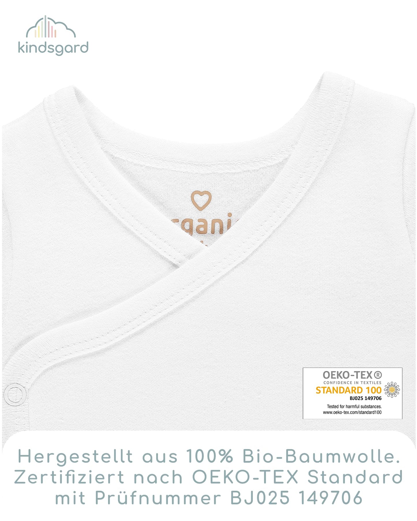 Kindsgard Baby Long-Sleeved Wrap Bodysuit Trunder - Soft and High-Quality 100% Organic Cotton