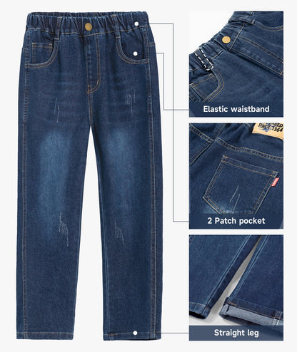 YoungSoul Jungen Jeanshosen - Jeans mit Abschürfungen - Kinder Hose mit elastischem Bund Gr. 128-176