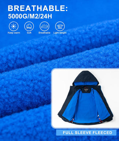 YoungSoul Children's Waterproof Rain Jacket with Removable Hood