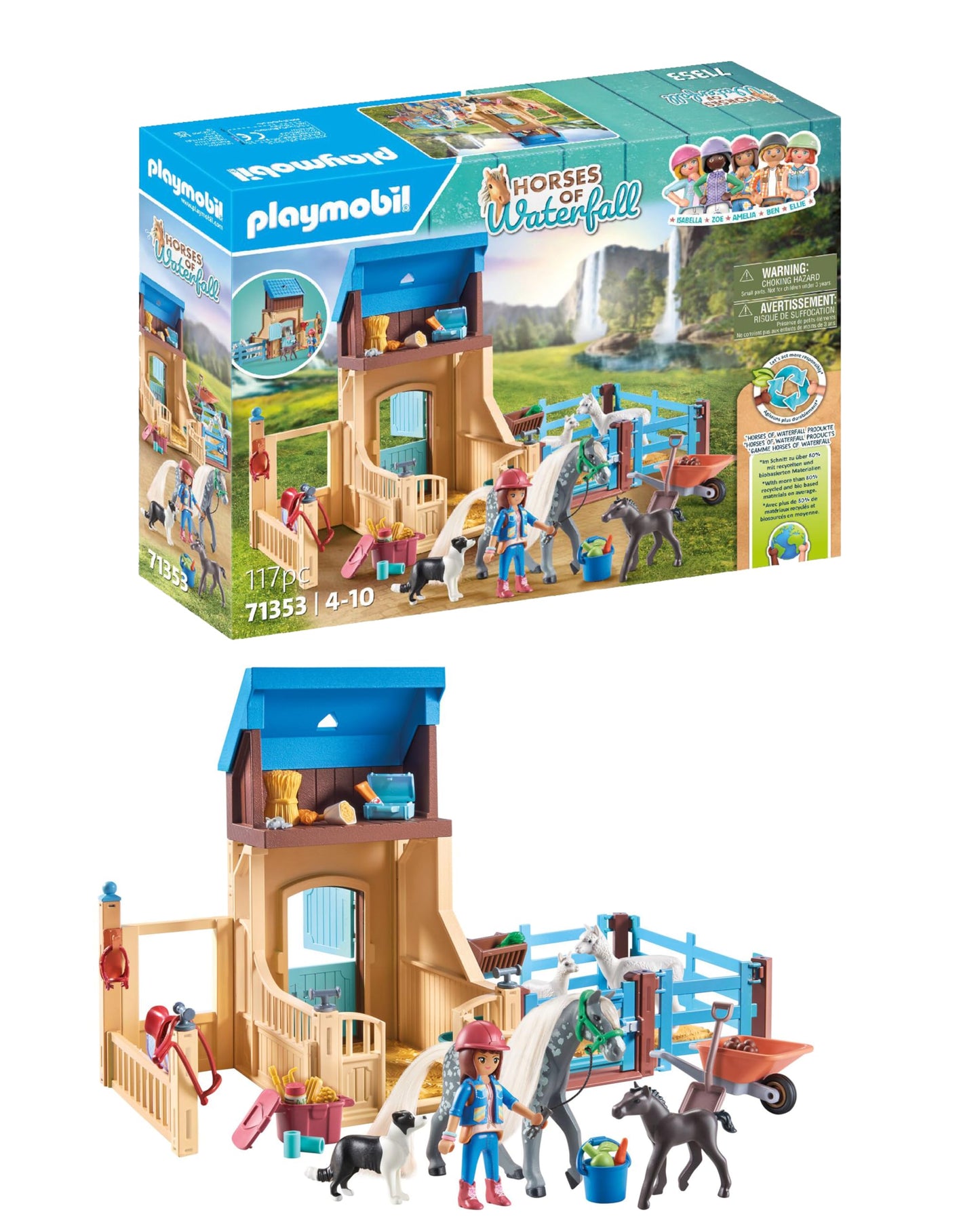 PLAYMOBIL Horses of Waterfall 71351 Waterfall Ranch, magisches Wasserfall-Paradies für Pferdefreunde, nachhaltiges Spielzeug für Kinder ab 5 Jahren