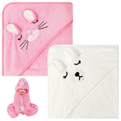 Aolso Hooded Towel Baby, 80 x 80 cm Baby Towel Hood, Baby Wash Cloth, Coral Fleece Baby Towel with Hood for Newborns, Soft and Super Absorbent, Unisex (Grey Elephant)