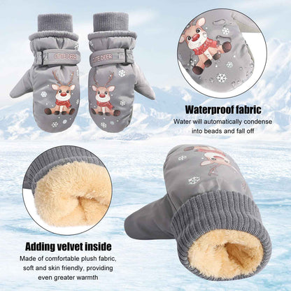 CUINIUNAID Fausthandschuhe Kinder Fäustlinge Kinder Wasserdicht Warm Fleece Weihnachten Kinder Thermohandschuhe für 1-9 Jahre Winterhandschuhe Kinder Schneehandschuhe Kinder Ski Handschuhe