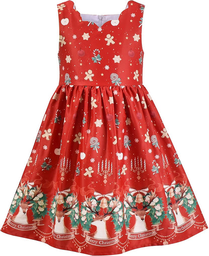 Sunny fashion girls' sleeveless polka dot dress rose garden green print size
