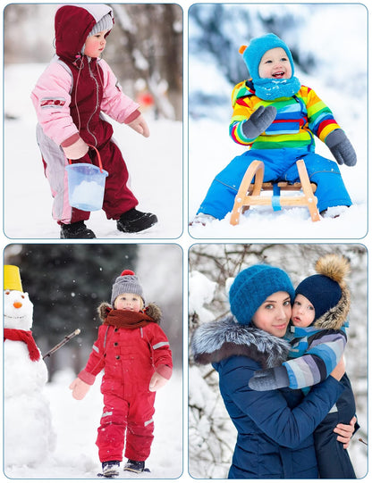 Becellen Baby Handschuhe Fäustlinge Winter, Kinder Warm Strickhandschuh Weich Niedlicher Handschuhe mit Schlüsselband für 0-3 Jahre Mädchen Junge