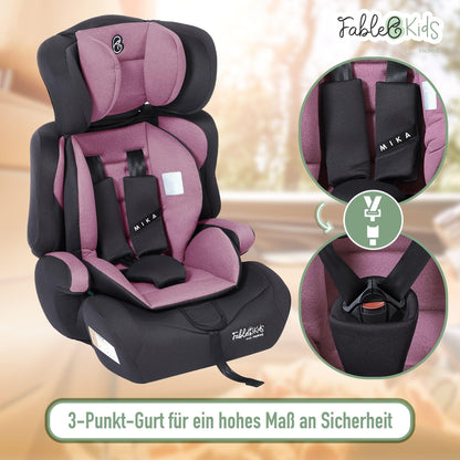 FableKids Kinderautositz 9-36 kg | 3-Punkt-Sicherheitsgurt | Autokindersitz ab 15 M. | Autositz für Kinder 76-150 cm | Kindersitz einstellbare Kopfstütze ECE R129/03 | Verstellbar | Schwarz - Meloni2