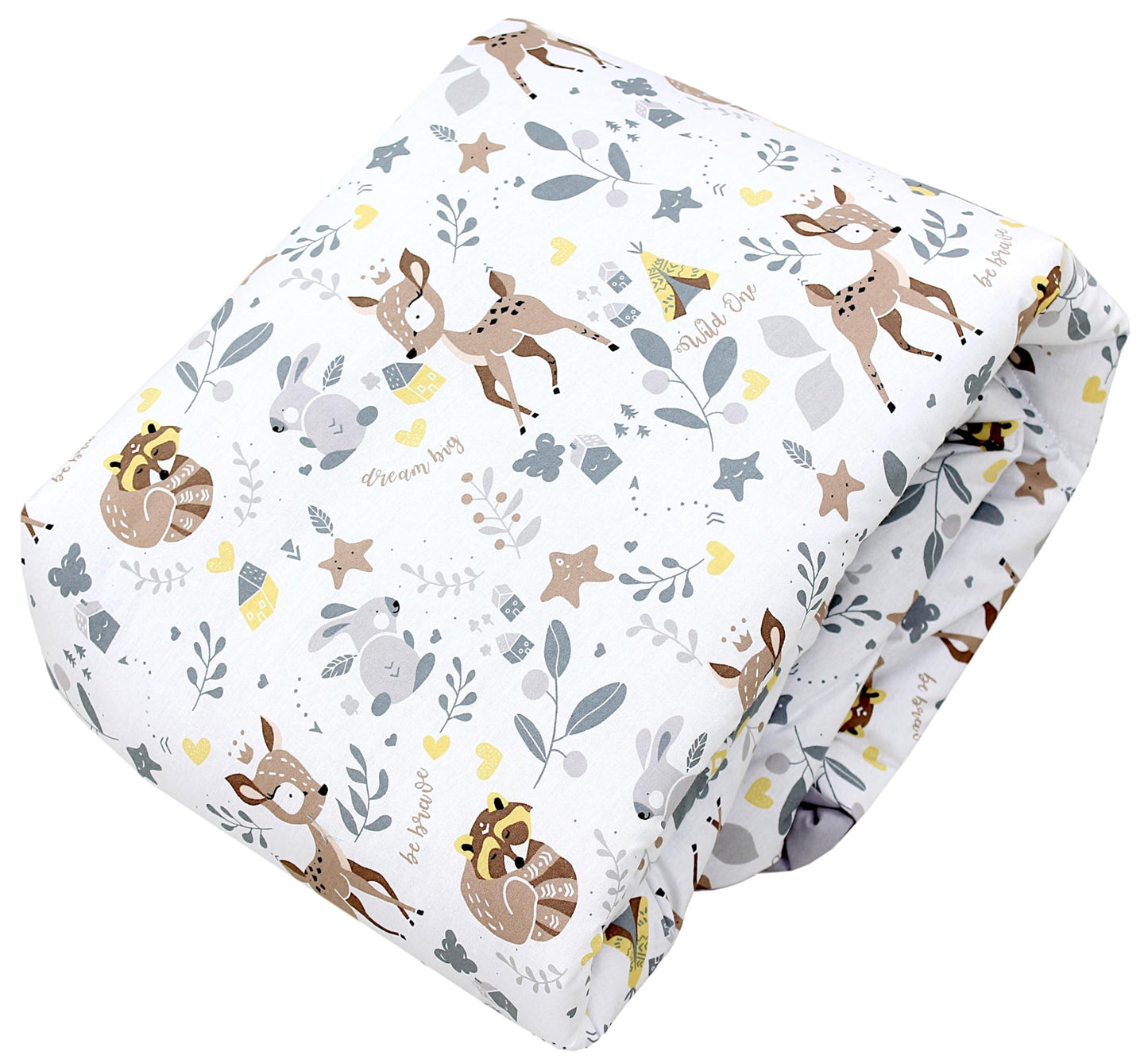 TupTam Krabbeldecke für Baby 120x120 cm - Gepolsterte Spieldecke Baby Baumwolle, XXL, OEKO-TEX, Weich & Hautfreundlich, Farbe: Wald/Beige - Meloni2