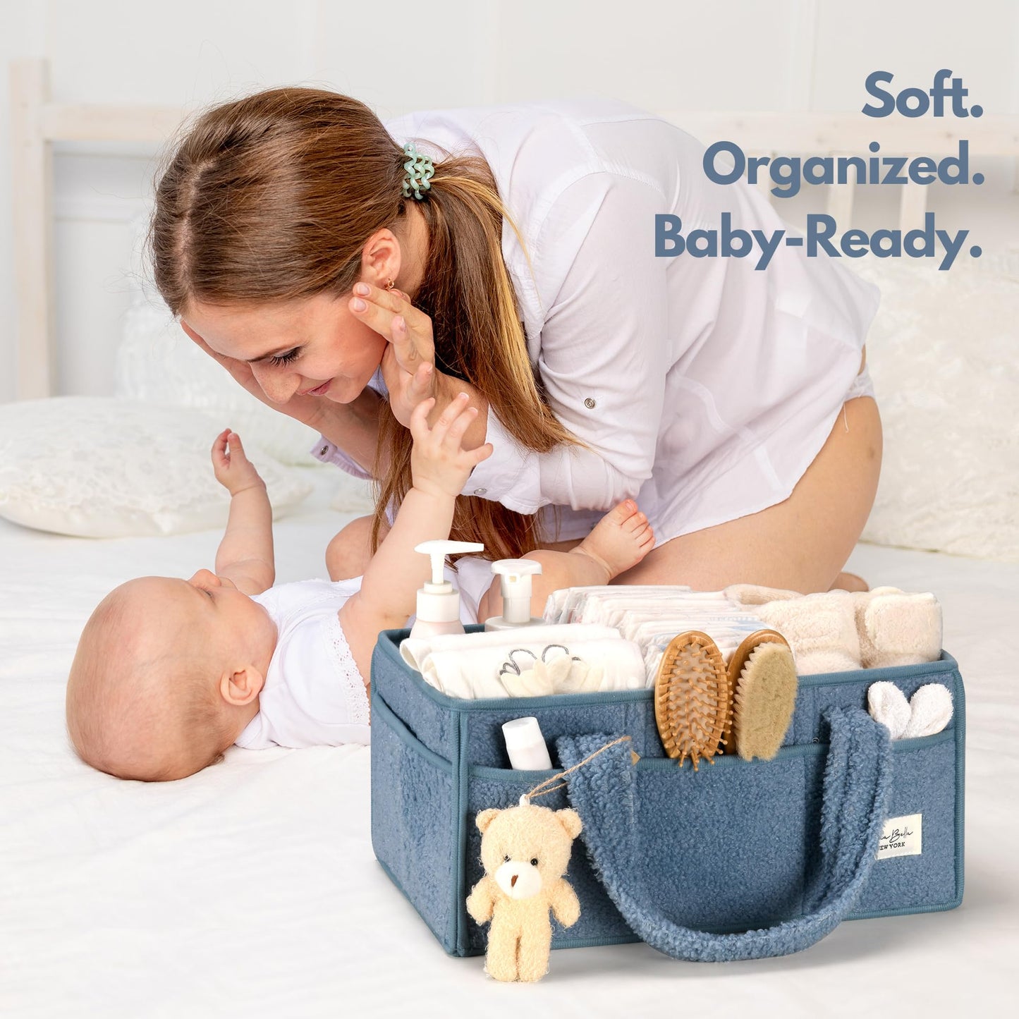 Baby Windel Caddy Organizer für Wickelauflage, Aufbewahrungskorb für Windeln und Tücher, Geschenk für Babyparty, Autowagen Organizer, Kindergarten Windel Organizer, Laptop