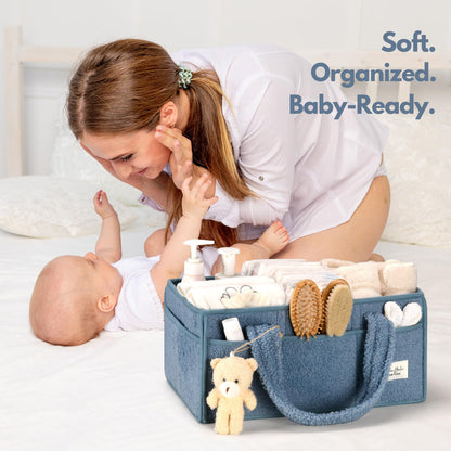 Baby Windel Caddy Organizer für Wickelauflage, Aufbewahrungskorb für Windeln und Tücher, Geschenk für Babyparty, Autowagen Organizer, Kindergarten Windel Organizer, Laptop