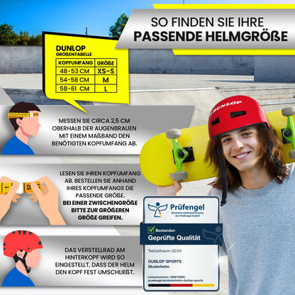 DUNLOP SPORTS Fahrradhelm Kinder Jugendliche Erwachsene - Test Sehr Gut - Leichter robuster Urban Allrounder Helm, 14 Fach belüftet, Schnellverschluss, Auto Kopfanpassung