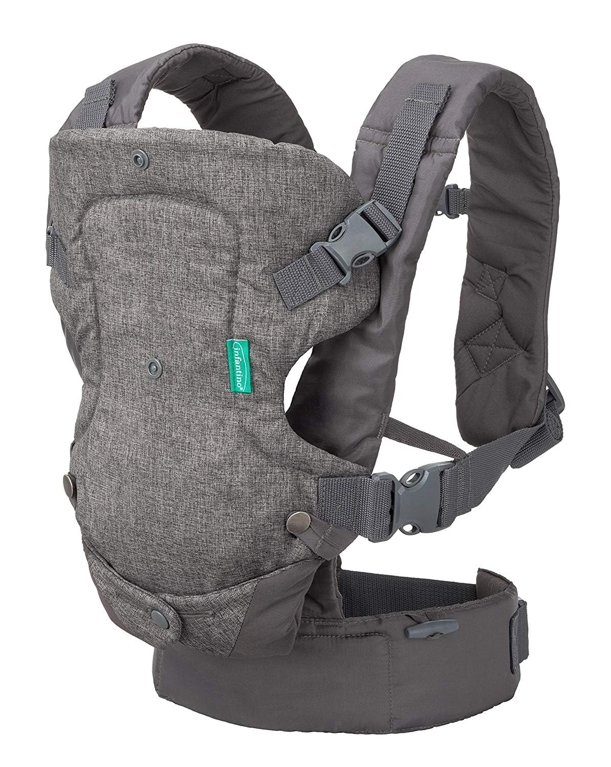 Infantino Flip Advanced 4-in-1 Babytrage, Ergonomisch, Umwandelbar, mit Blickrichtung Nach Innen und Außen, Vorne und Hinten Tragbar für Neugeborene bis Kleinkinder von 3,6-14,5 kg, Grau