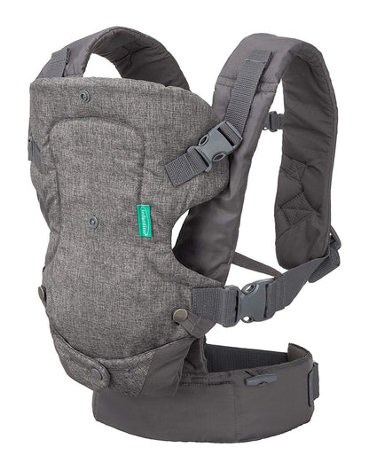 Infantino Flip Advanced 4-in-1 Babytrage, Ergonomisch, Umwandelbar, mit Blickrichtung Nach Innen und Außen, Vorne und Hinten Tragbar für Neugeborene bis Kleinkinder von 3,6-14,5 kg, Grau