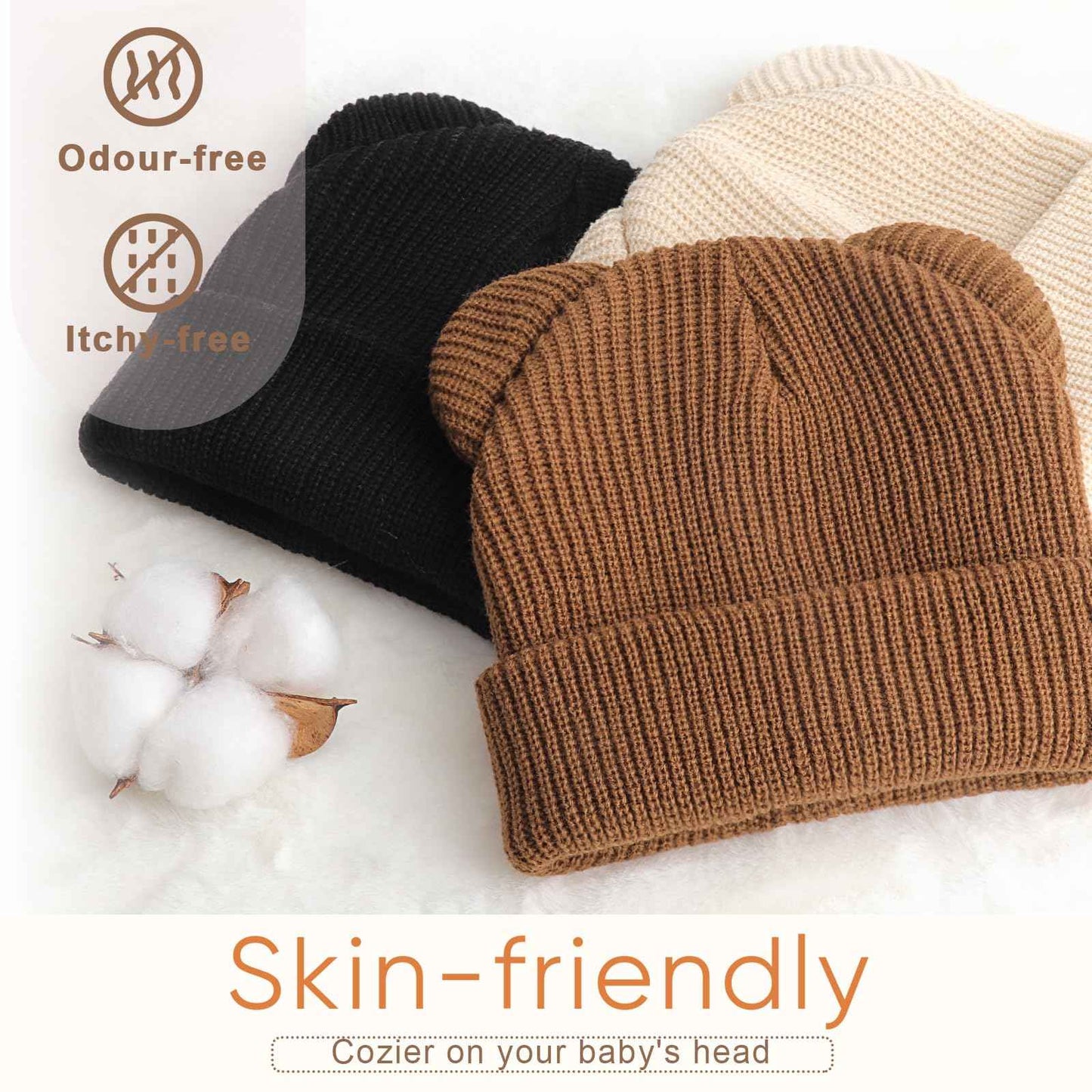 DRESHOW Toddler Beanie Baby Winter Hats Baby Soft Knitting Cute Bear Ears Hat for Boys Girls Warm Hat Hats for 0 Months - 24 Months