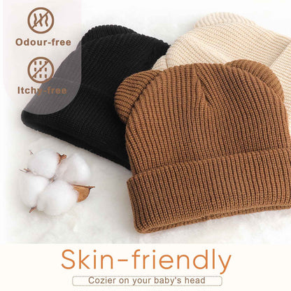 DRESHOW Toddler Beanie Baby Winter Hats Baby Soft Knitting Cute Bear Ears Hat for Boys Girls Warm Hat Hats for 0 Months - 24 Months