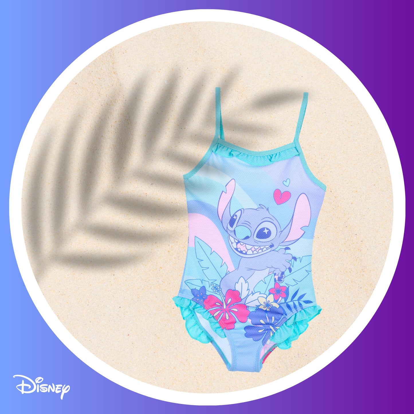 Disney Girls Stitch Swimsuit Rainbow One Piece Swimsuit for Girls Sizes 3 to 8 Years