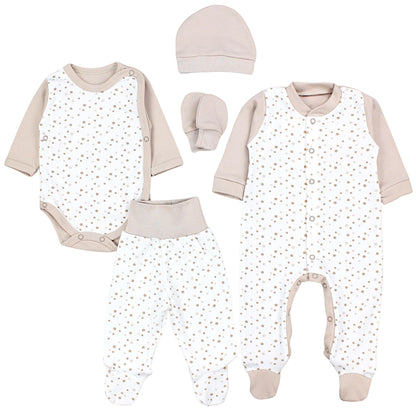 TupTam Baby Kleidung Set Jungen Langarm Bekleidung Neugeborene Füßlingen Hose Body Strampler Mütze 5 tlg