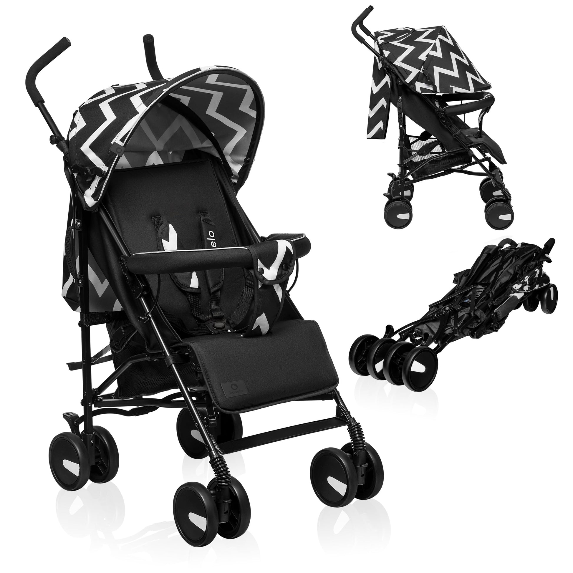 LIONELO Elia Buggy Small Foldable Pushchair up to 15 kg, Back and Footrest Adjustment, Rear Wheel Brake, Mosquito Net, Shopping Basket - Meloni2