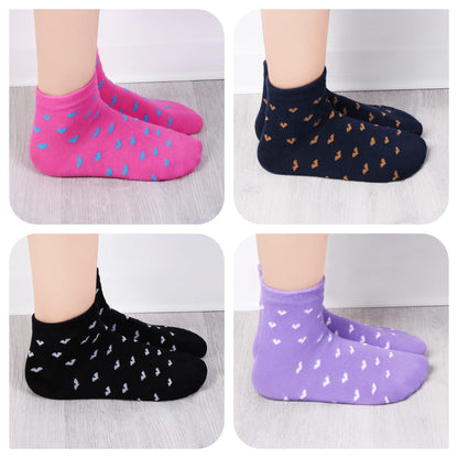 L&K-II 10/12 Paar Kinder Mädchen Socken mit niedlichen Herzmustern Kids Füßlinge Sneakersocken bunt 2825