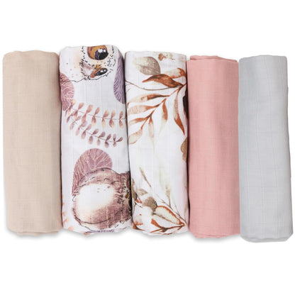 FENSILO - Mulltücher - Mullwindeln - 10er Pack 70x80 cm - Stoffwindeln, Made IN EU, schadstoffgeprüft - Spucktücher Set für Mädchen – Baby Mullwindeln- Rosa - Oeko-TEX Zertifiziert