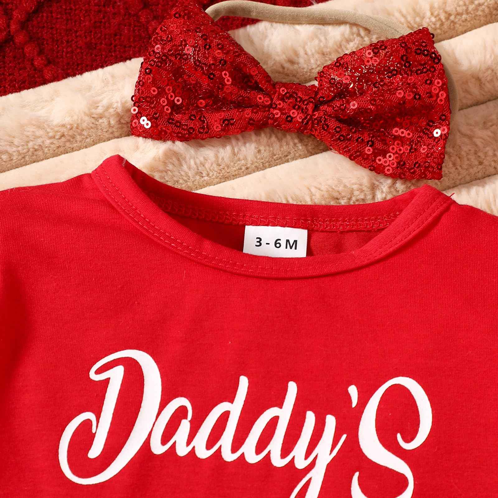 Yaopelky Newborn Baby Girl Valentine's Day Outfit Romper Tutu Dress with Headband Toddler Glitter Heart Print Clothing Skirt
