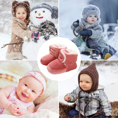 Baby Newborn Fleece Bootie, Winter Warm Non-Slip Soft Sole Winter Shoes, Sock Shoes, Cute Adjustable Crawling Shoes, Prewalker Boots for Girls and Boys, Toddler Size 0-18 Months