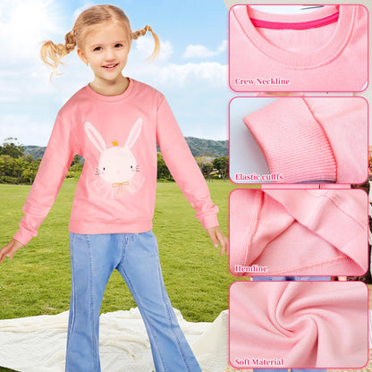 Baogaier Sweatshirt Mädchen Pullover Baumwolle Leichtgewicht Casual Sport Langarmshirt Pailletten Pelzig Tierdruck Kinder Kleidung Langarm Rundhalsausschnitt Tops 2-7 Jahre, Gr.92-122
