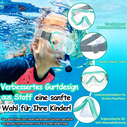 Vvinca Children's Diving Goggles with Fabric Band, Swimming Goggles Children for Years Boys Girls, Snorkel Mask Children 180° Panorama Anti-Leak Diving Mask Children for 3-13 Years