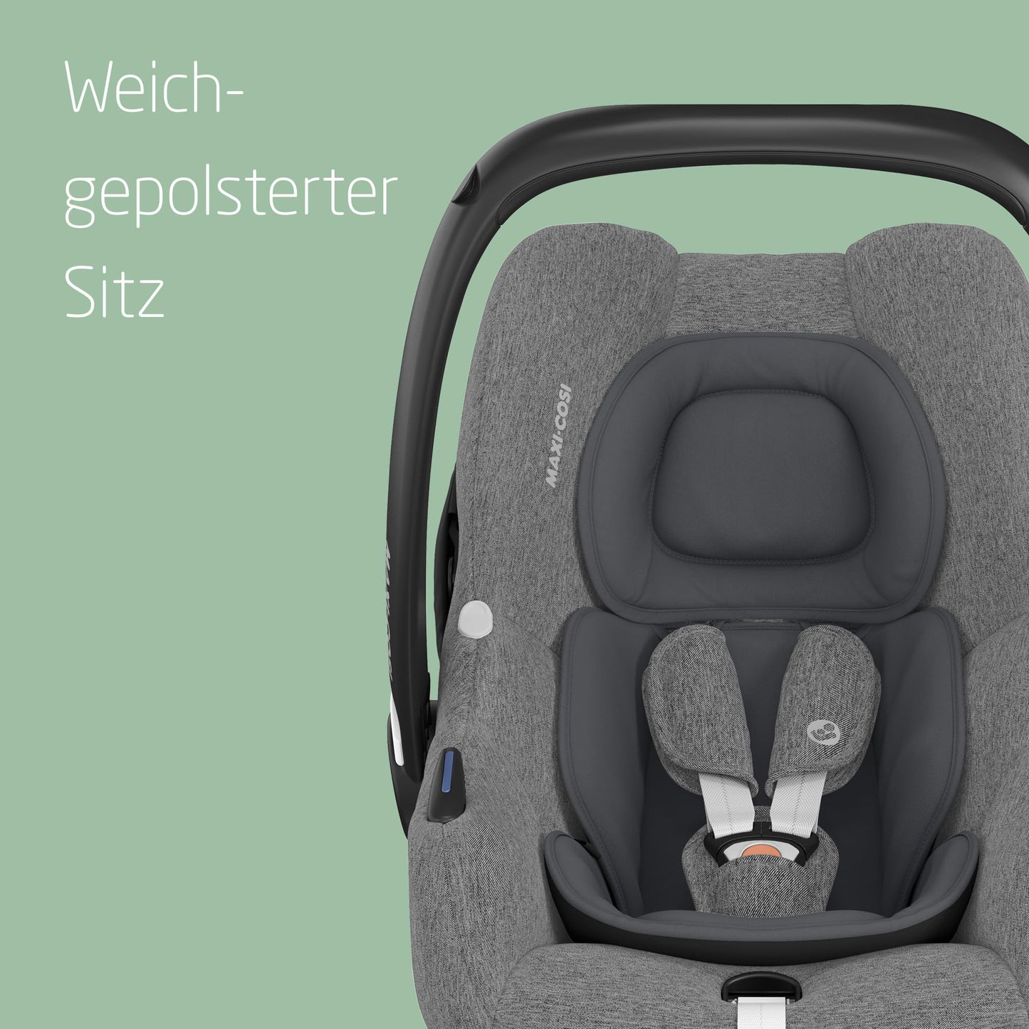 Maxi-Cosi CabrioFix i-Size, Babyschale, 0–12 Monate, max. 12 kg, leichter i-Size Kindersitz (3,2 kg), Sonnenverdeck, gepolsterter Sitz, für viele Maxi-Cosi Kinderwagen, Essential Green - Meloni2