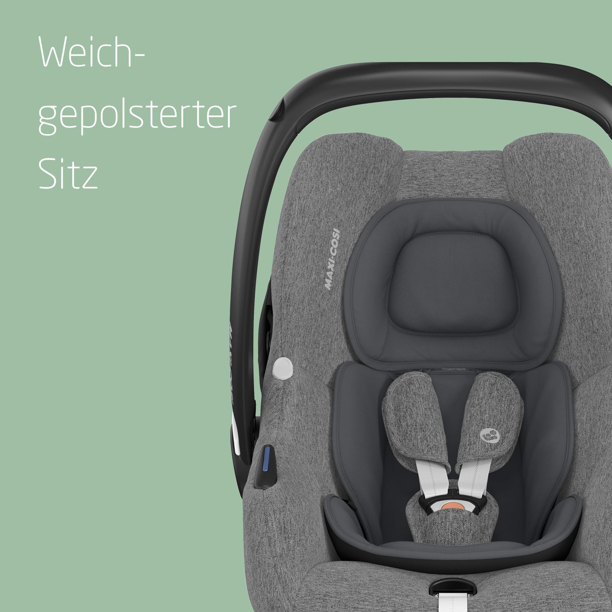 Maxi-Cosi CabrioFix i-Size, Babyschale, 0–12 Monate, max. 12 kg, leichter i-Size Kindersitz (3,2 kg), Sonnenverdeck, gepolsterter Sitz, für viele Maxi-Cosi Kinderwagen, Essential Green - Meloni2