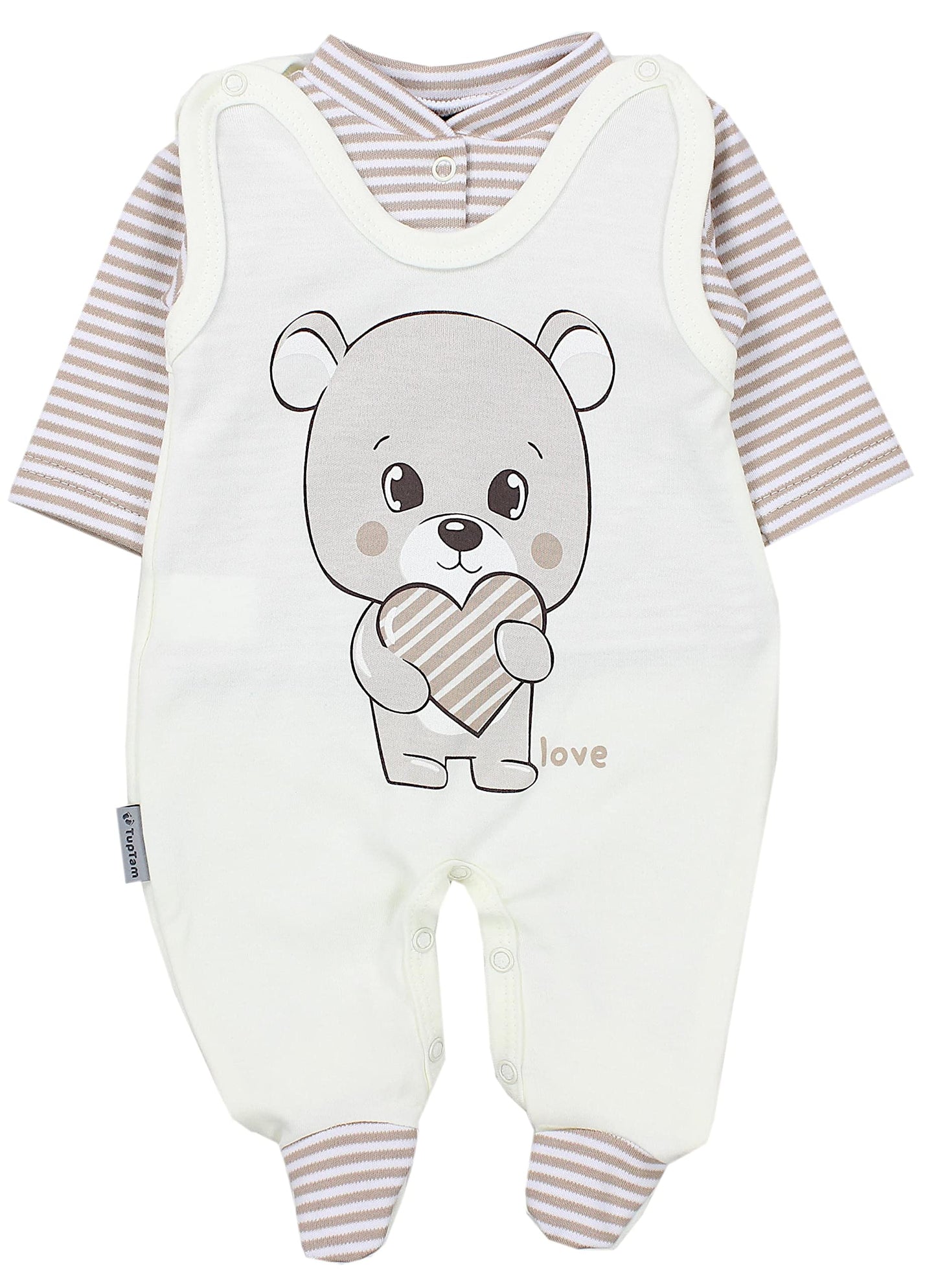 TupTam Baby Mädchen Jungen Strampler mit Langarmshirt Aufdruck Spruch 2 teilig