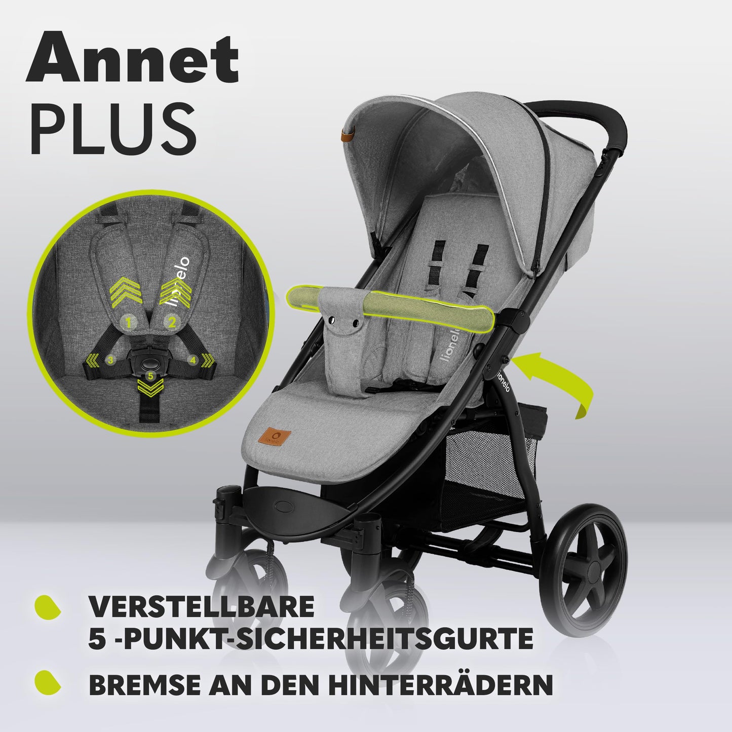 LIONELO Annet Plus Buggy up to 22 kg with Reclining Function, Small Folding Pushchair with Accessories, EVA Foam Wheels, Mosquito Net, Foot Cover Drink Holder, Basket Dreamin