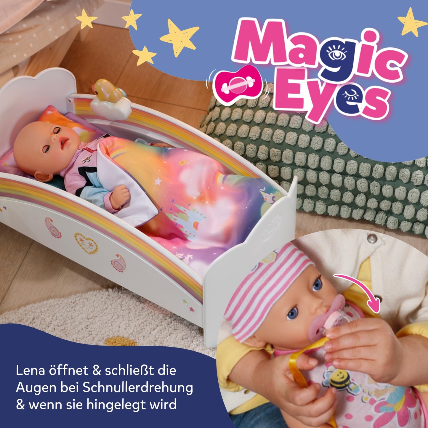 BABY born Lena (Little Baby Girl) 36cm, Babypuppe mit 7 Funktionen für Kleinkinder ab 1 Jahr, funktioniert ohne Batterie, 36 cm große Puppe, Black