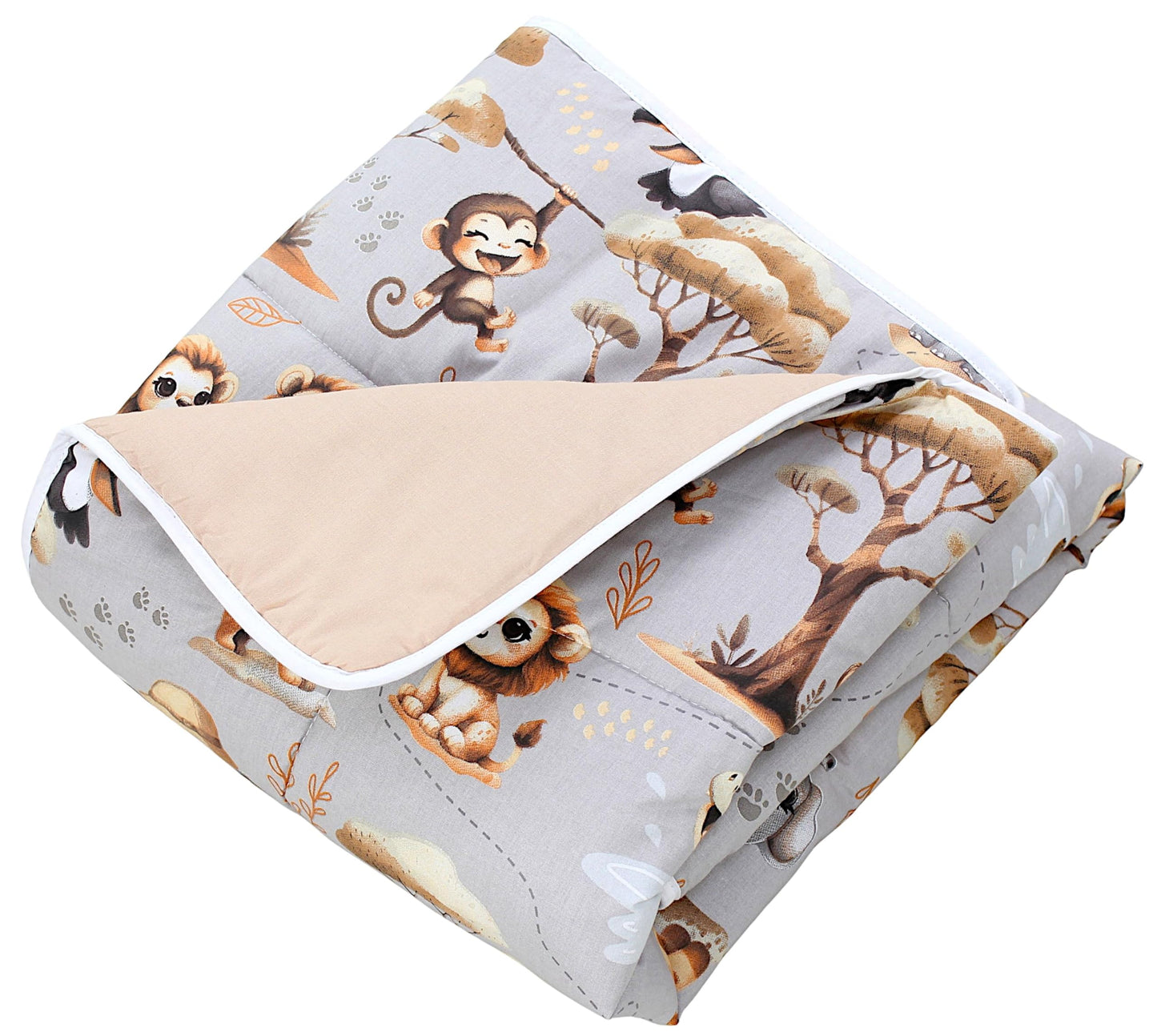 TupTam Krabbeldecke für Baby 120x120 cm - Gepolsterte Spieldecke Baby Baumwolle, XXL, OEKO-TEX, Weich & Hautfreundlich, Farbe: Wald/Beige - Meloni2