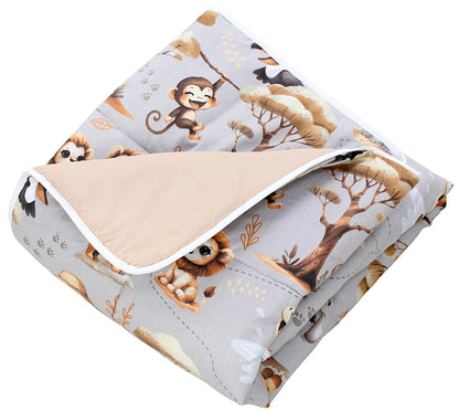 TupTam Krabbeldecke für Baby 120x120 cm - Gepolsterte Spieldecke Baby Baumwolle, XXL, OEKO-TEX, Weich & Hautfreundlich, Farbe: Wald/Beige - Meloni2