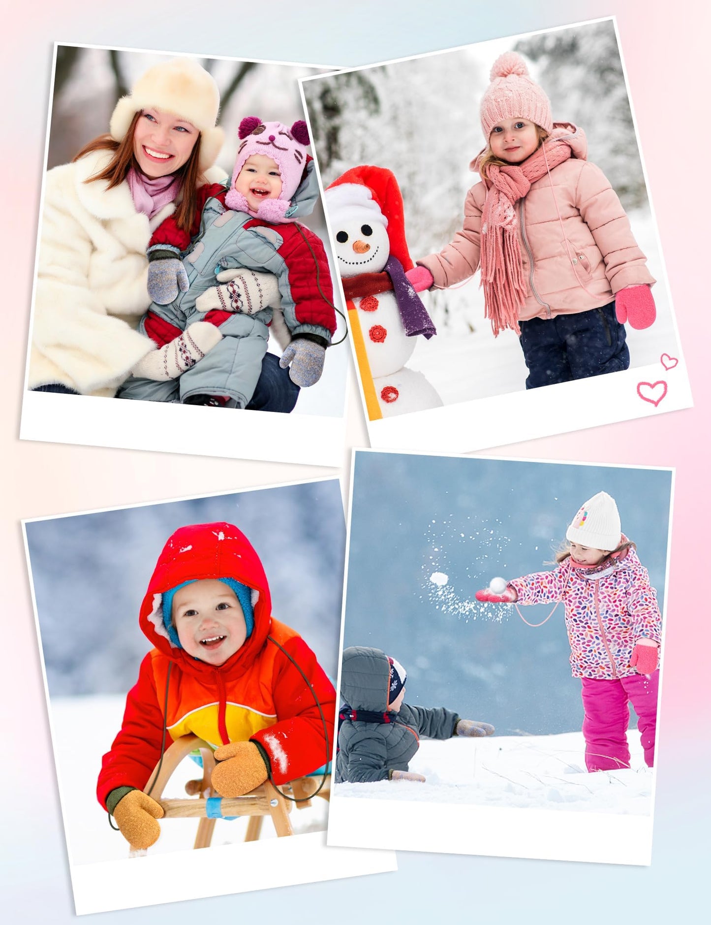 Becellen Baby Handschuhe Fäustlinge Winter, Kinder Warm Strickhandschuh Weich Niedlicher Handschuhe mit Schlüsselband für 0-3 Jahre Mädchen Junge