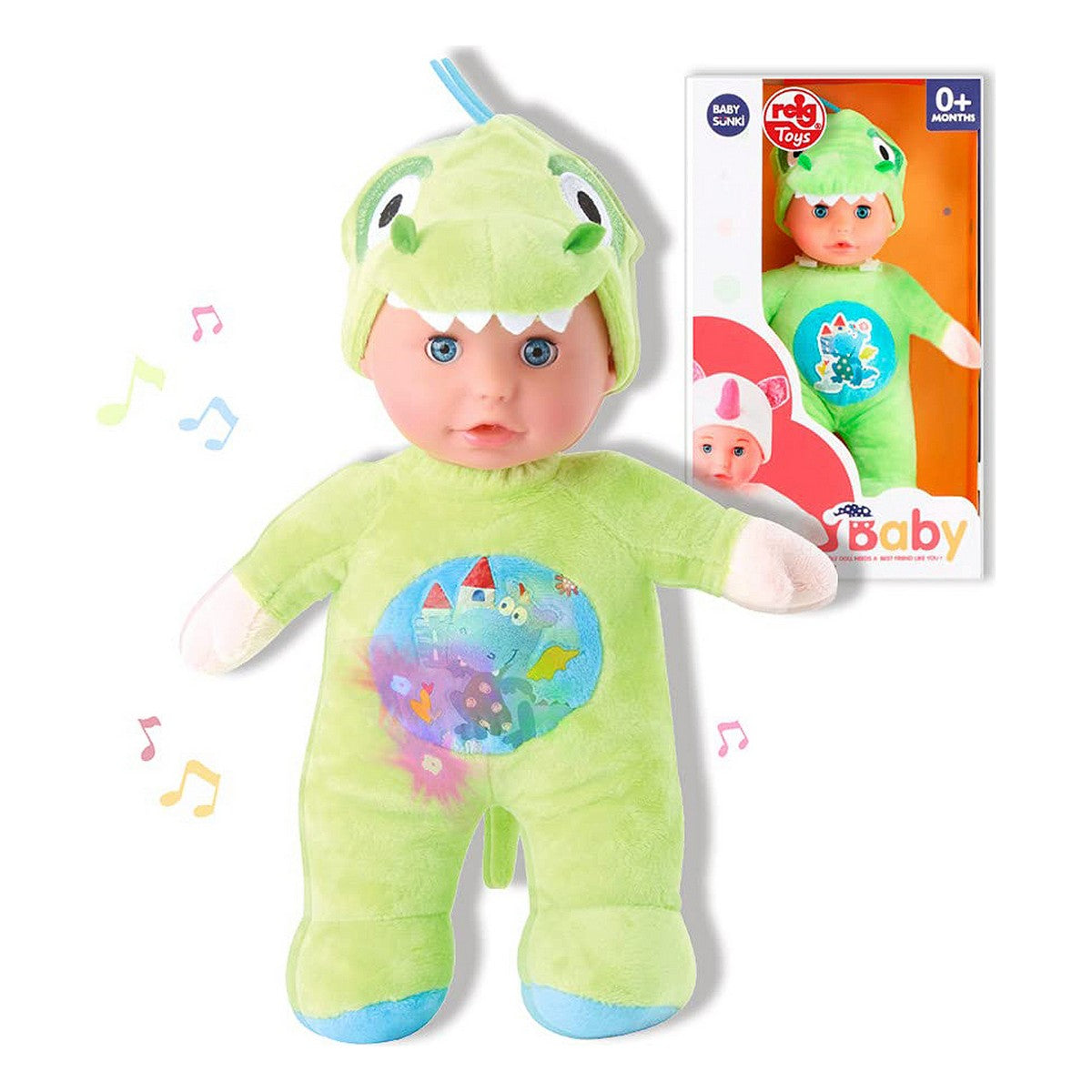 Babypuppe Reig 30 cm Dinosaurier Plüschtier grün (30 cm) - Meloni2