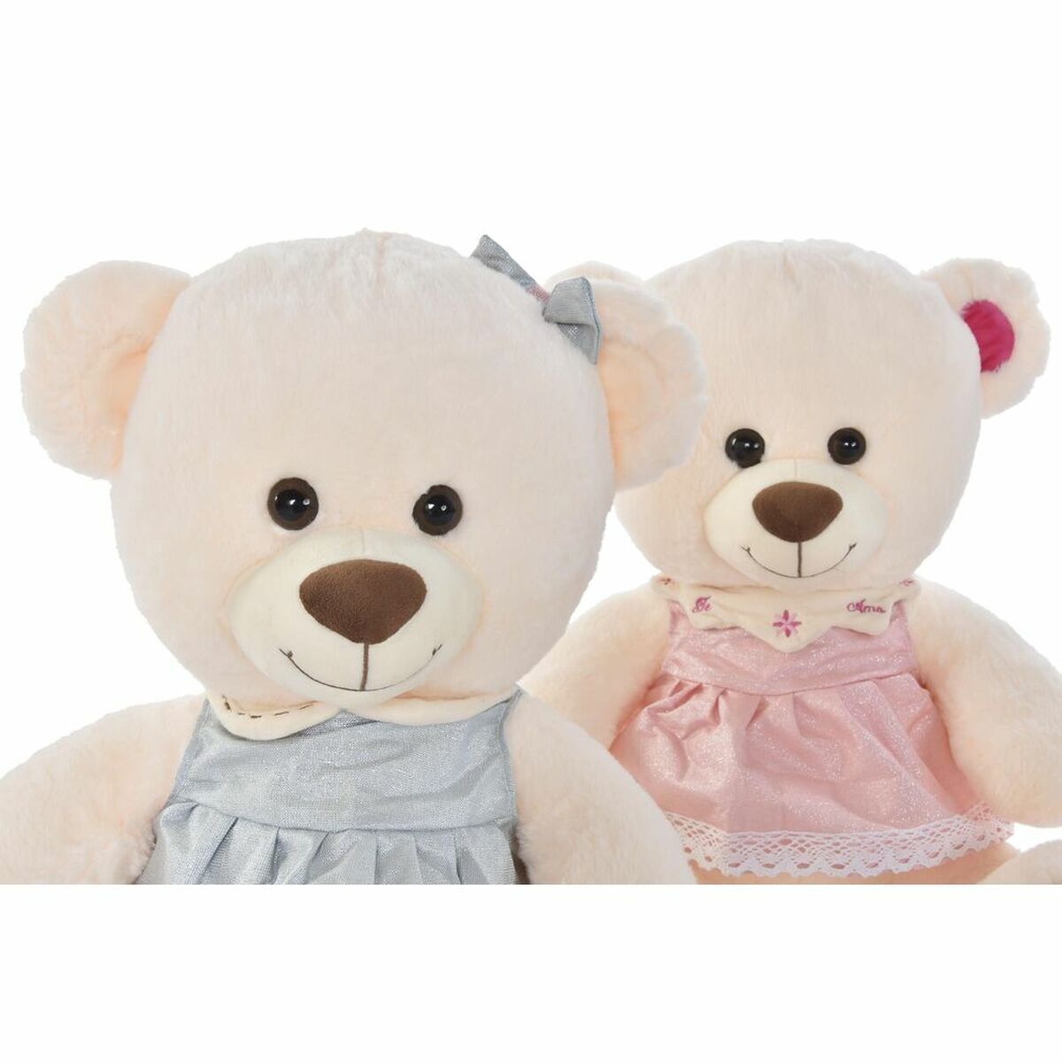 Plüschbär DKD Home Decor Beige Rosa grün Für Kinder 20 x 20 x 50 cm Bär (2 Stück) - Meloni2