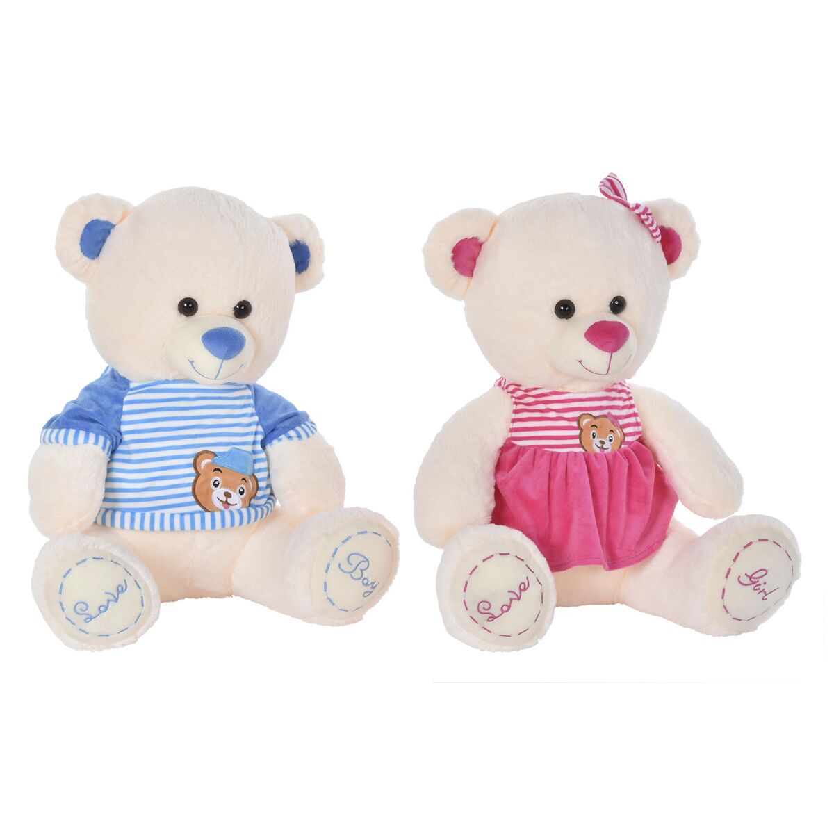 Plüschbär DKD Home Decor Beige Blau Rosa Für Kinder Bär 25 x 25 x 50 cm (2 Stück) - Meloni2