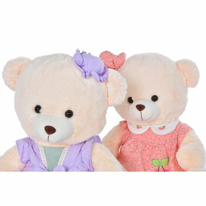 Plüschbär DKD Home Decor Kleid 42 x 20 x 50 cm Beige Rosa Lila Für Kinder Bär (2 Stück) - Meloni2