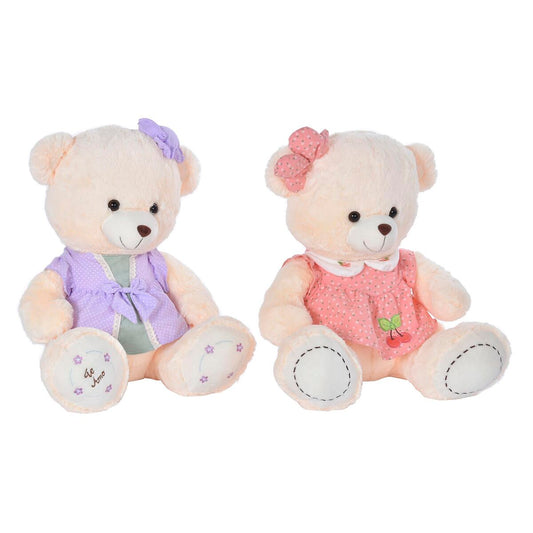 Plüschbär DKD Home Decor Kleid 42 x 20 x 50 cm Beige Rosa Lila Für Kinder Bär (2 Stück) - Meloni2