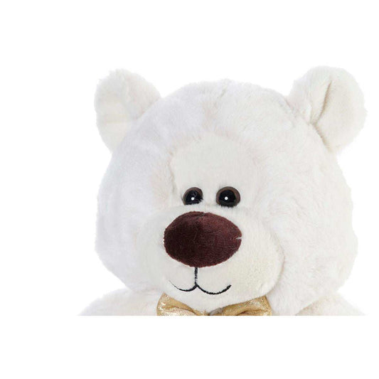 Plüschbär DKD Home Decor weiß goldenes Kuscheltier für Kinder 30x40 cm