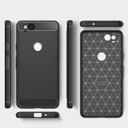NALIA Silikonhülle für Google Pixel 2 – Rutschfest & Matt – VORTEX (Gebürstete Optik & Carbon Design) – Marke aus Berlin
