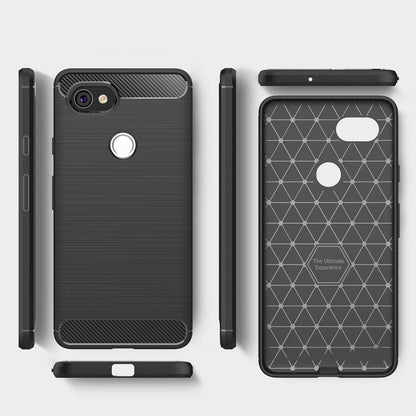 NALIA Silikonhülle für Google Pixel 2 XL – Rutschfest & Matt – VORTEX (Gebürstete Optik & Carbon Design) – Marke aus Berlin