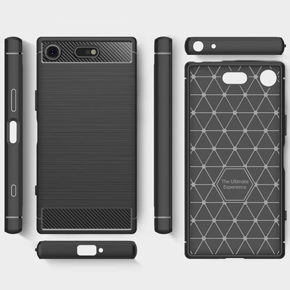 NALIA Silikonhülle für Sony Xperia XZ1 Compact – Rutschfest & Matt – VORTEX (Gebürstete Optik & Carbon Design) – Marke aus Berlin