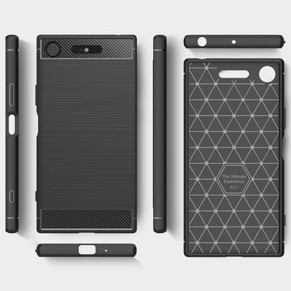 NALIA Silikonhülle für Sony Xperia XZ1 – Rutschfest & Matt – VORTEX (Gebürstete Optik & Carbon Design) – Marke aus Berlin