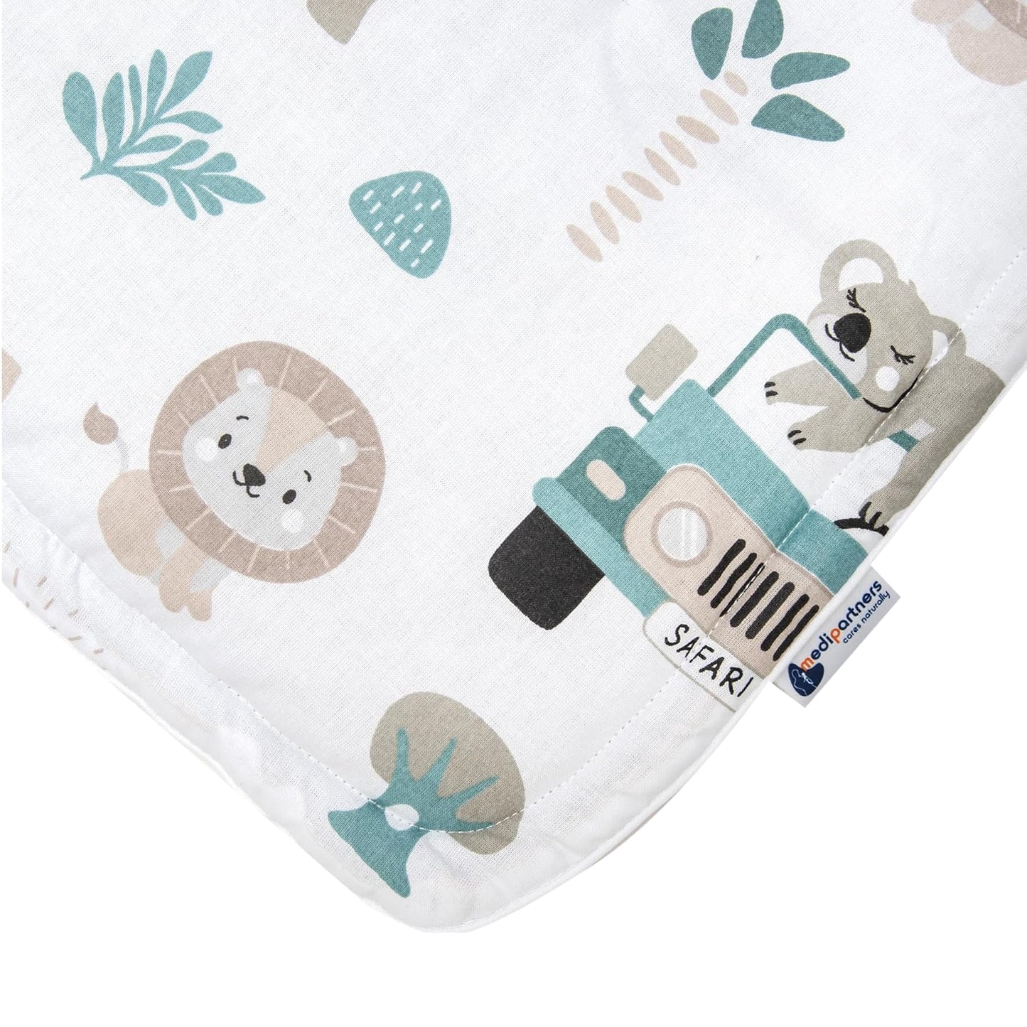 Sitzauflage Kinderwagen Buggy Baby Sommer Kindersitz Einlage Universal - 5tgl Gurtpolster + Spielbogen Kinderwagenset Babyschale (Safari mit beige Minky)
